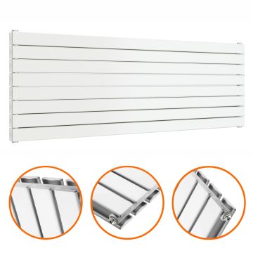 560mm x 1600mm White Double Flat Panel Horizontal / Landscape Radiator