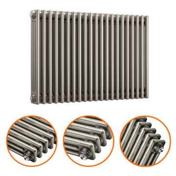 600 x 1013mm Raw Metal Lacquered Horizontal Traditional 3 Column Radiator