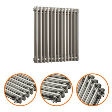 600 x 608mm Raw Metal Lacquered Horizontal Traditional 2 Column Radiator