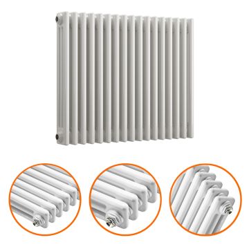 600 x 788mm White Horizontal Traditional 3 Column Radiator