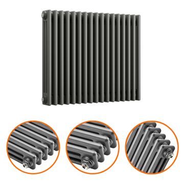 600 x 788mm Anthracite Horizontal Traditional 3 Column Radiator