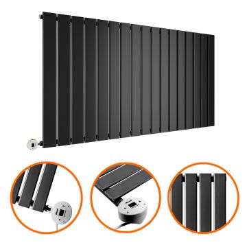 635 x 1190mm Electric Black Single Flat Panel Horizontal Radiator