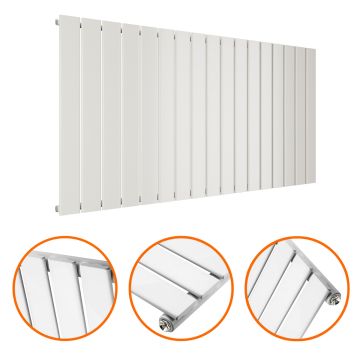 635 x 1190mm White Single Flat Panel Horizontal Radiator 