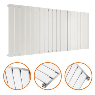 635 x 1400mm White Single Flat Panel Horizontal Radiator 