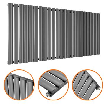 635 x 1411mm Anthracite Single Oval Tube Horizontal Radiator 