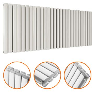 635 x 1652mm White Double Oval Tube Horizontal Radiator 