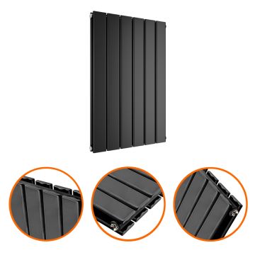 635 x 420mm Black Double Flat Panel Horizontal Radiator