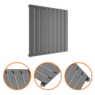 635 x 630mm Anthracite Single Flat Panel Horizontal Radiator 