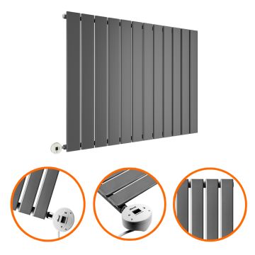 635 x 840mm Electric Anthracite Single Flat Panel Horizontal Radiator