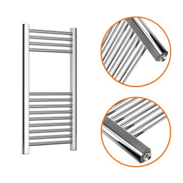 800 x 400mm Straight Chrome Heated Towel Rail