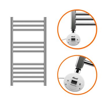 800 x 400mm Electric Chrome Heated Towel Rail