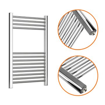 800 x 500mm Straight Chrome Heated Towel Rail