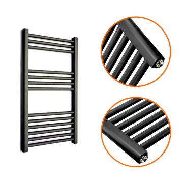 800 x 400mm Straight Black Heated Towel Rail