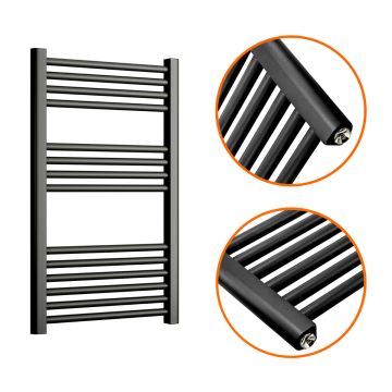 800 x 500mm Straight Black Heated Towel Rail