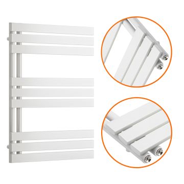 850 x 600mm White Flat Panel Bathroom Towel Radiator